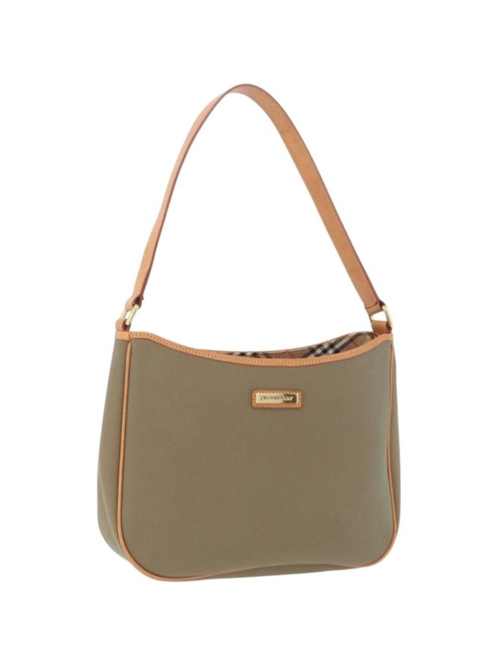 BURBERRY Shoulder Bag Canvas Beige Gold Tone